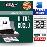 HERBOY HB-1028 52,5 x 41 mm A4 Baskılı Laser Etiket (200 Adet)