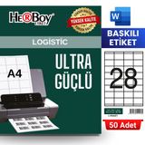 HERBOY HB-1028 52,5 x 41 mm A4 Baskılı Laser Etiket (50 Adet)