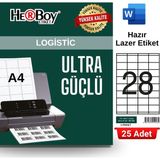 Herboy HB-1028 52,5 x 41 mm A4 Laser Etiket (25 Adet) - Baskısız