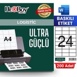 HERBOY HB-1037 70 x 37,125 mm A4 Baskılı Laser Etiket (200 Adet)