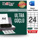 Herboy HB-1037 70 x 37,125 mm A4 Laser Etiket (25 Adet) - Baskısız