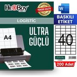HERBOY HB-1040 52,5 x 29,7 mm A4 Baskılı Laser Etiket (200 Adet)