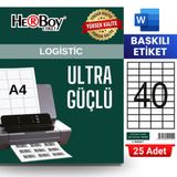 HERBOY HB-1040 52,5 x 29,7 mm A4 Baskılı Laser Etiket (25 Adet)