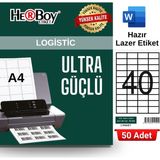 Herboy HB-1040 52,5 x 29,7 mm A4 Laser Etiket (50 Adet) - Baskısız
