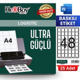 HERBOY HB-1048 32 x 32 mm A4 Baskılı Laser Etiket (25 Adet)
