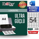 HERBOY HB-1054 35 x 33,16 mm A4 Baskılı Laser Etiket (50 Adet)