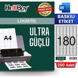 HERBOY HB-1060 30 x 9 mm A4 Baskılı Laser Etiket (200 Adet)