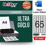 Herboy HB-1065 38,1 x 21,2 mm A4 Laser Etiket (25 Adet) - Baskısız