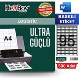 HERBOY HB-1095 30 x 12 mm A4 Baskılı Laser Etiket (500 Adet)