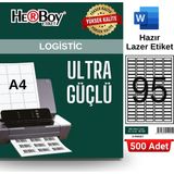 Herboy HB-1095 30 x 12 mm A4 Laser Etiket (500 Adet) - Baskısız