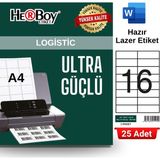 Herboy HB-1105 105 x 37,125 mm A4 Laser Etiket (25 Adet) - Baskısız