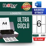 HERBOY HB-1106 148,5 x 70 mm A4 Baskılı Laser Etiket (50 Adet)