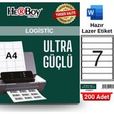 Herboy HB-1107 192,5 x 39 mm A4 Laser Etiket (200 Adet) - Baskısız