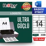 Herboy HB-1114 105 x 41 mm A4 Baskılı Laser Etiket (100 Adet)