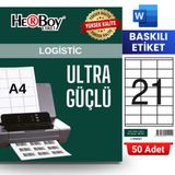 HERBOY HB-1121 70 x 38 mm A4 Baskılı Laser Etiket (50 Adet)