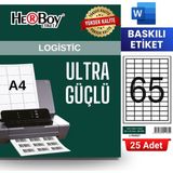 Herboy HB-1165 38,1 x 21,2 mm A4 Baskılı Laser Etiket (25 Adet)