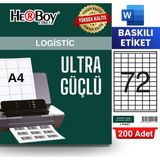 Herboy HB-1172 35 x 23 mm A4 Baskılı Laser Etiket (200 Adet)