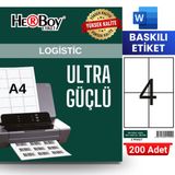 Herboy HB-1204 105 x 148,5 mm A4 Baskılı Laser Etiket (200 Adet)
