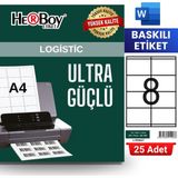 Herboy HB-1208 105 x 70 mm A4 Baskılı Laser Etiket (25 Adet)