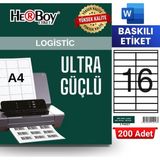 Herboy HB-1216 105 x 35 mm A4 Baskılı Laser Etiket (200 Adet)
