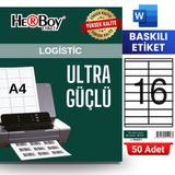 Herboy HB-1216 105 x 35 mm A4 Baskılı Laser Etiket (50 Adet)