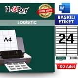 Herboy HB-1224 105 x 23 mm A4 Baskılı Laser Etiket (100 Adet)
