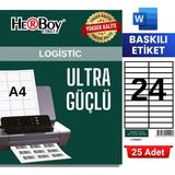 Herboy HB-1224 105 x 23 mm A4 Baskılı Laser Etiket (25 Adet)