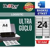 Herboy HB-1224 105 x 23 mm A4 Baskılı Laser Etiket (50 Adet)