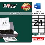 Herboy HB-1224 105 x 23 mm A4 Laser Etiket (200 Adet) - Baskısız