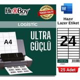 Herboy HB-1224 105 x 23 mm A4 Laser Etiket (25 Adet) - Baskısız