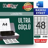 Herboy HB-1248 52,5 x 23 mm A4 Baskılı Laser Etiket (500 Adet)