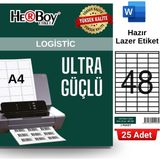 Herboy HB-1248 52,5 x 23 mm A4 Laser Etiket (25 Adet) - Baskısız