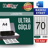 Herboy HB-1270 40 x 20 mm A4 Baskılı Laser Etiket (25 Adet)