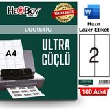 Herboy HB-1297 105 x 297 mm A4 Laser Etiket (100 Adet) - Baskısız