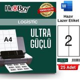Herboy HB-1297 105 x 297 mm A4 Laser Etiket (25 Adet) - Baskısız