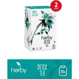 Herby Detox Bitki Çayı 2×20 Poşet – Isırgan, Kiraz Sapı, Biberiye, Mate, Yeşil Çay, Nane, Zencefil ile Ferahlatıcı ve Vitamin-Mineral Kaynağı