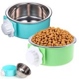 HERCOCCI Köpek Sandığı Kasesi, Çıkarılabilir Paslanmaz Çelik Evcil Hayvan Kulübesi Kafesi Asılı Yiyecek Kaseleri ve Su Besleyici Coop Kupası Yavru Köpek, Orta Köpek, Kedi, Tavşan, Gelincik için