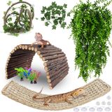 HERCOCCI Sakallı Ejderha Tank Aksesuarları, Sürüngen Köprüsü Hamak Esnek - Vantuzlu Orman Tırmanışı Üzümleri ve Yaprakları Saklamak ve Tırmanmak için Habitat Dekoru Yılan Gecko Kertenkele Bukalemun