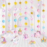 Herdear 8 Paket Unicorn Temalı Parti Afiş Süslemeleri Unicorn Tavan Garland Unicorn Doğum Günü Kağıdı Asılı Kesikler Çocuklar Kızlar için Unicorn Tema Doğum Günü Bebek Duş Parti Malzemeleri Dekor