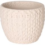 Herdekora Beton Saksı Örgü Desenli Beyaz 14X13 Cm.