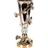 Herdekora Dekoratif Metal Vazo Kristal Taşlı Gold 14x33 Cm.