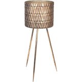 Herdekora Kabartma Damla Desenli Ayaklı Metal Çiçeklik Saksı Altın Eskitme 33X88 Cm.