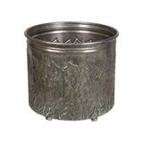 Herdekora Metal Saksı Ayaklı Ağaç Dalları Figürlü Gümüş Eskitme 24,5x24 Cm.