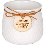 Herdekora Seramik Saksı Home Sweet Home Aksesuarlı Beyaz 8,5x7 Cm.