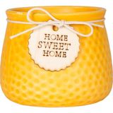 Herdekora Seramik Saksı Home Sweet Home Aksesuarlı Sarı 10,5x8 Cm.