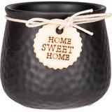 Herdekora Seramik Saksı Home Sweet Home Aksesuarlı Siyah 8,5x7 Cm.