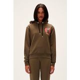 Here Hoodie Haki Yeşil Baskılı Kapüşonlu Kadın Sweatshirt
