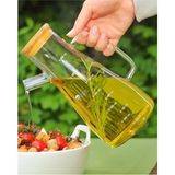 Heredot 2 Adet Bambu Kapaklı Borosilikat Cam Yağdanlık 900 ml MIT1071 - Şeffaf