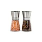 Heredot 2 li Set Metal Krom Kapaklı Cam Tuz Karabiber Değirmeni Tuzluk Biberlik MIT1244