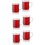 Heredot 6'lı Isıya Dayanıklı Borosilikat Cam Bardak Kupa - 6 Adet - Şeffaf - 200 ml